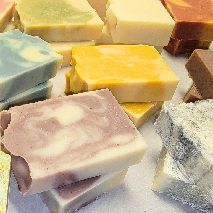 We handcraft each bar of soap in small batches using the traditional cold-process method. This process allows us to preserve the integrity of our carefully chosen ingredients—no artificial colors, no synthetic fragrances, just pure goodness. Every formulation is designed with intention, blending wholesome elements with skin-loving benefits to create a luxurious, effective, and eco-conscious product.