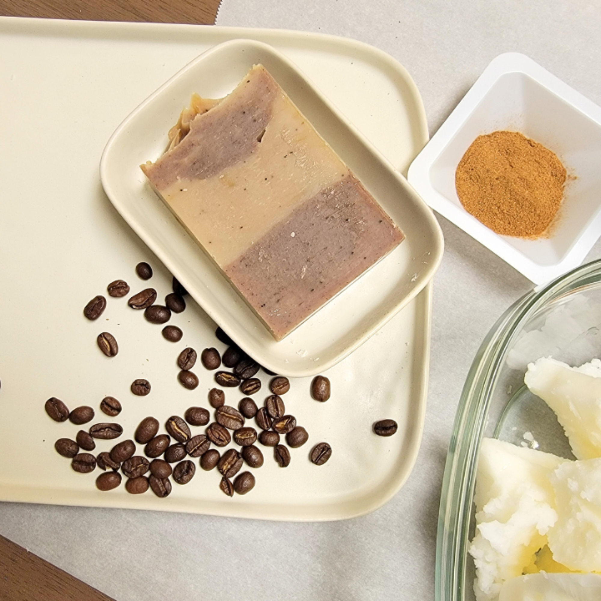 Coffee & Spice Natural Handmade Soap is an energizing, skin-loving soap that combines the deep-cleansing benefits of coffee with the warm, invigorating aroma of spices. This luxurious soap is crafted with nourishing oils and butters, offering a deep cleanse while leaving your skin feeling smooth, soft, and revitalized.
Infused with ground coffee, roasted coffee oil, and a stimulating essential oil blend of bergamot, cinnamon leaf, clove bud, and pine scotch, this soap provides an uplifting bath